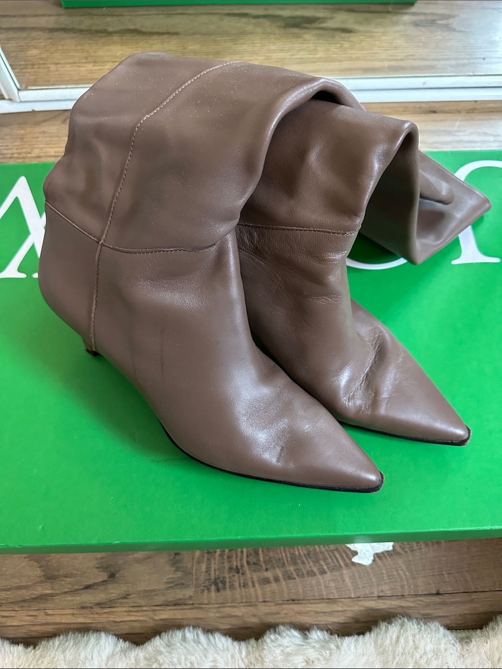J. Crew Stevie Brown Pointed-Toe Slouch Heeled Booties